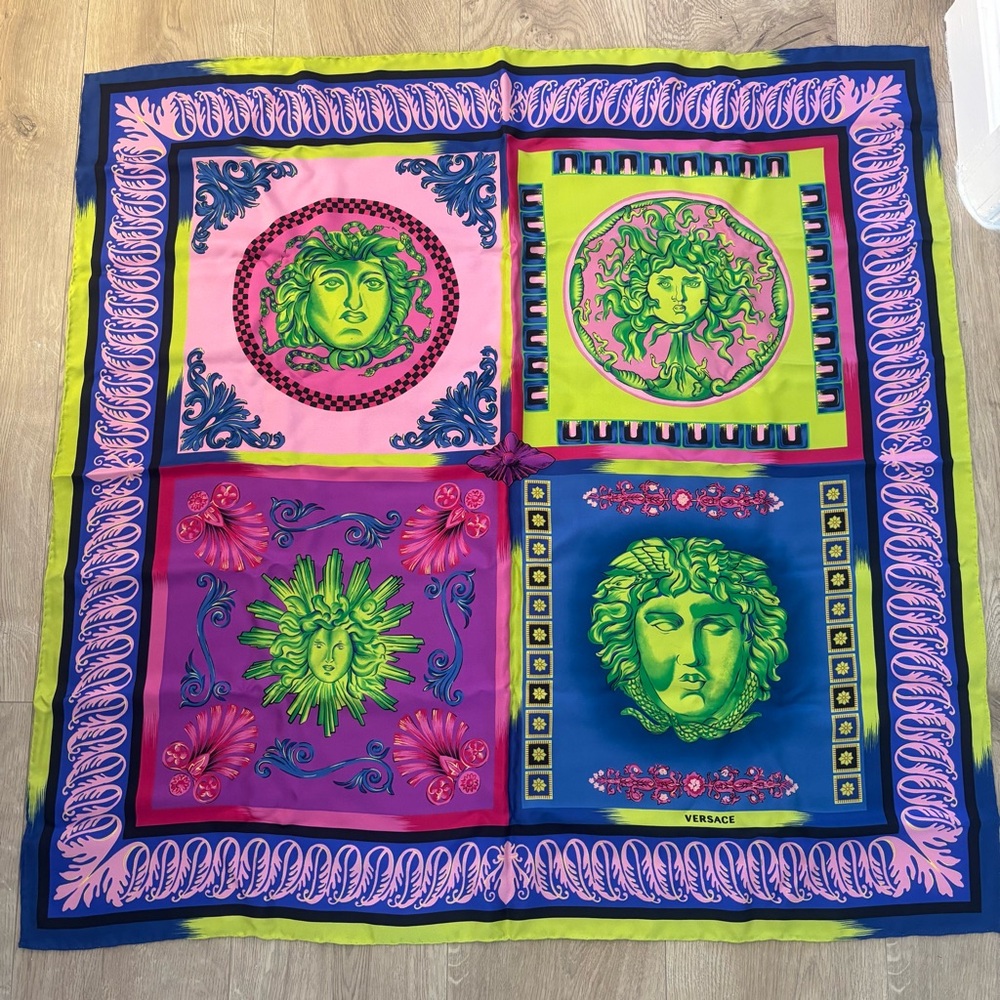 Versace Vibrant Medusa Silk Scarf